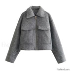 Autumn Winter Cropped Overcoat GRAY / S