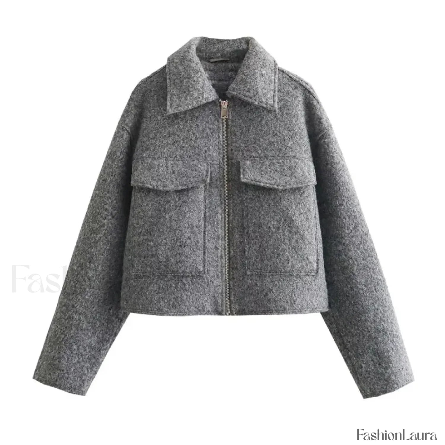 Autumn Winter Cropped Overcoat GRAY / S