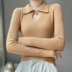 Autumn Winter New Women’s Wool Polo Neck Solid Color Thick Slim Cashmere Sweater Sweaters L