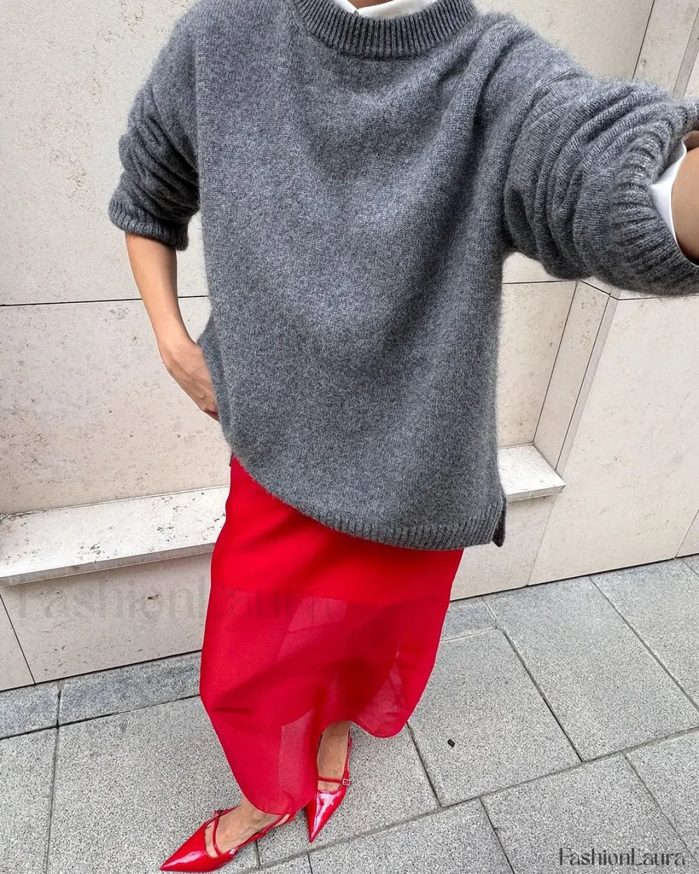 Autumn Women Solid Knitted Fashion Versatile O neck Long Sleeve Basic Casual Sweater Grey / S Sweaters L