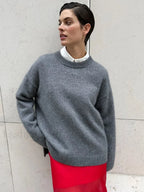 Autumn Women Solid Knitted Fashion Versatile O neck Long Sleeve Basic Casual Sweater Sweaters L