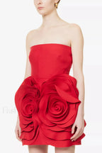 Ayat Strapless Stylish Flower Mini Dress