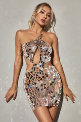 Azha One Shoulder Charming Embellished Mini Dress S / Silver