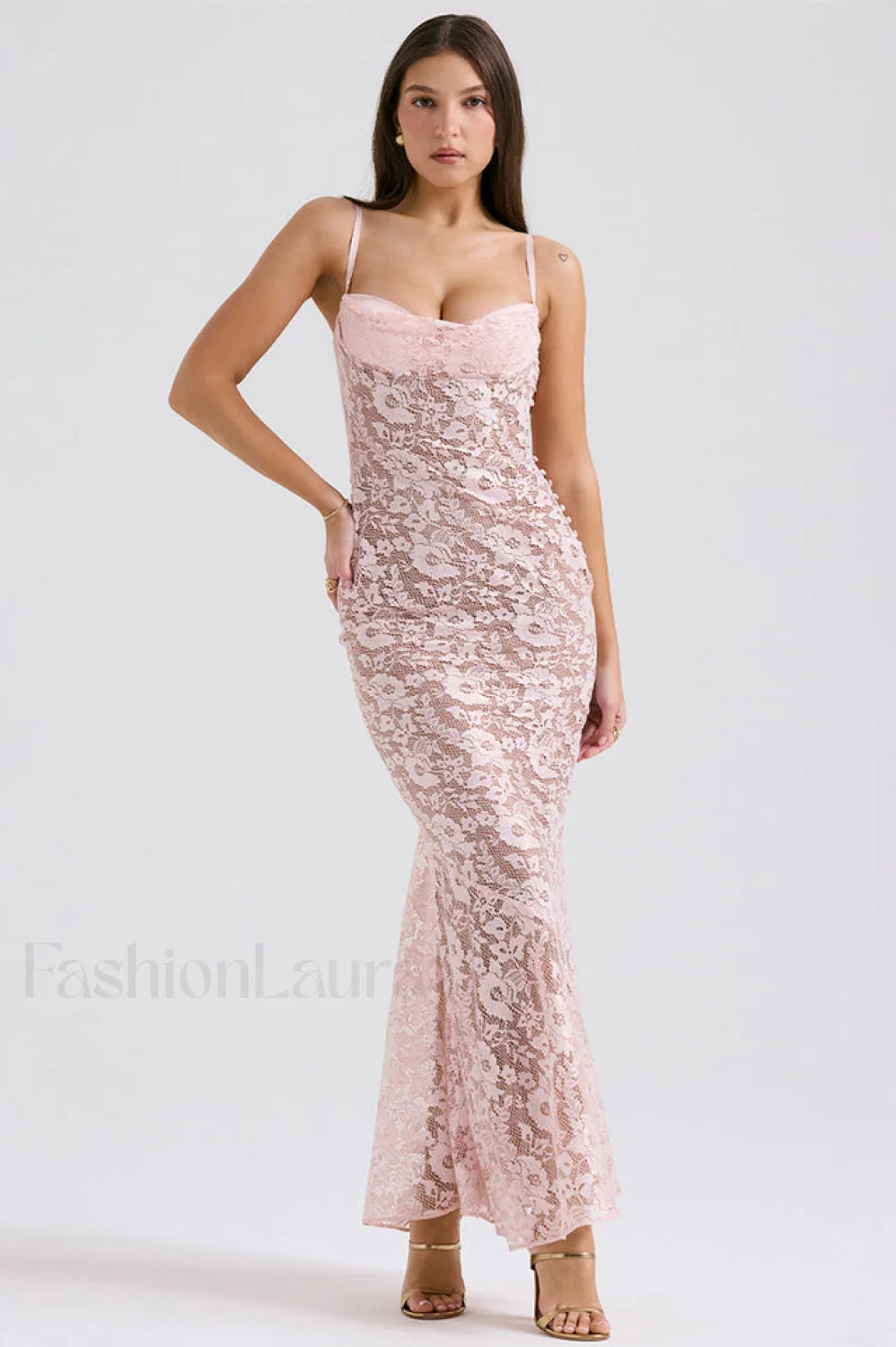 Azzurra Ice Stylish Blue Lace Dress XS / Pink Main image