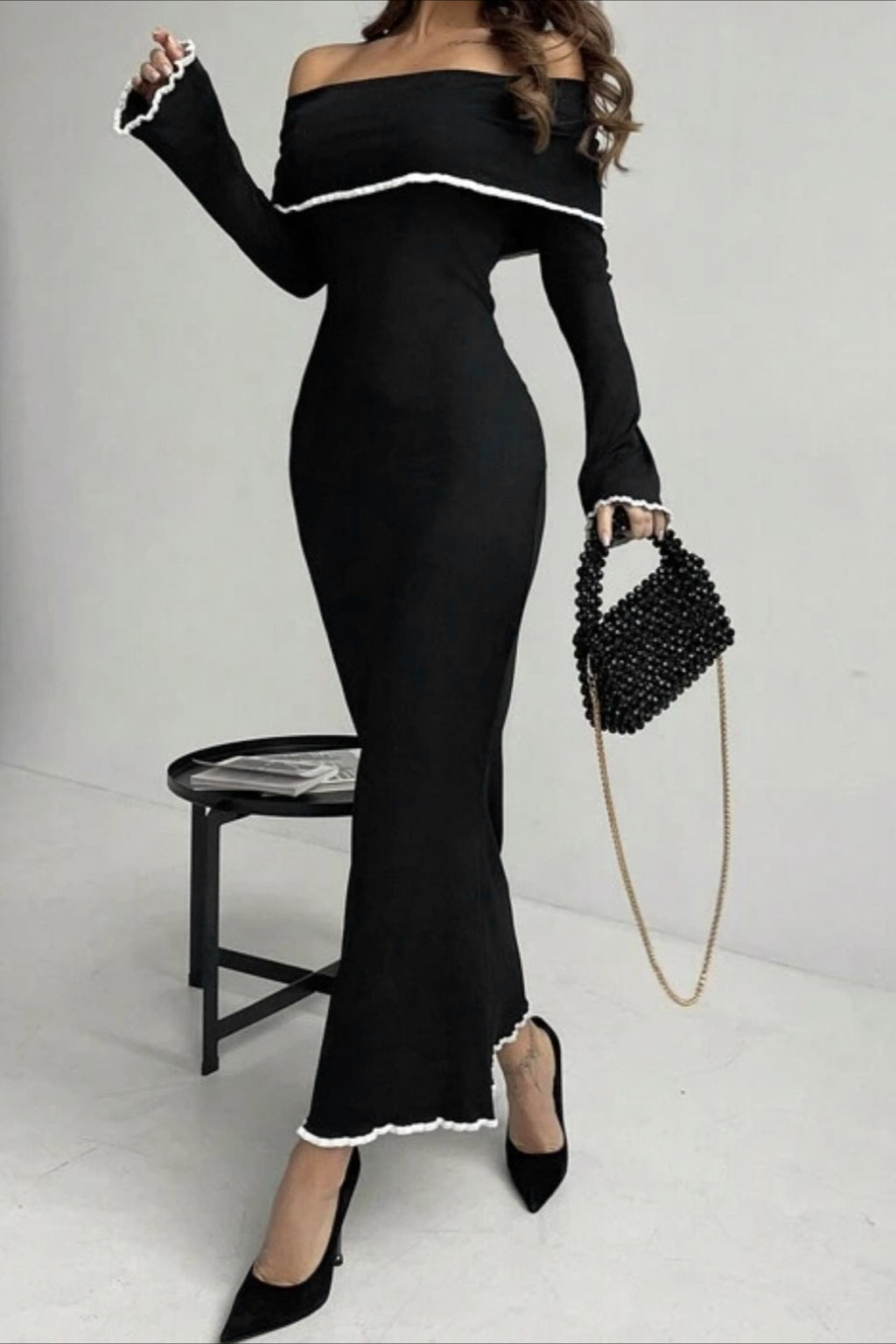 Off Shoulder Long Sleeve Sweater Dress