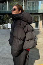 Relaxed Fit Cropped Hooded Puffer Jacket