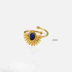 Vintage Gold Plated Lapis Lazuli Stainless Steel Ring