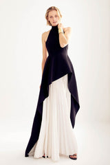 Round Neck Sleeveless Asymmetric Maxi Prom Dress