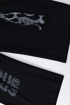 Flame Typography Wide Leg Sweatpants
