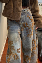 Vintage Jacquard High Rise Curved Jeans