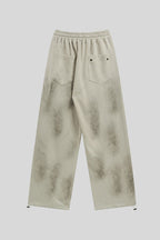 Washed Typography Wide Leg Fleece Sweatpants