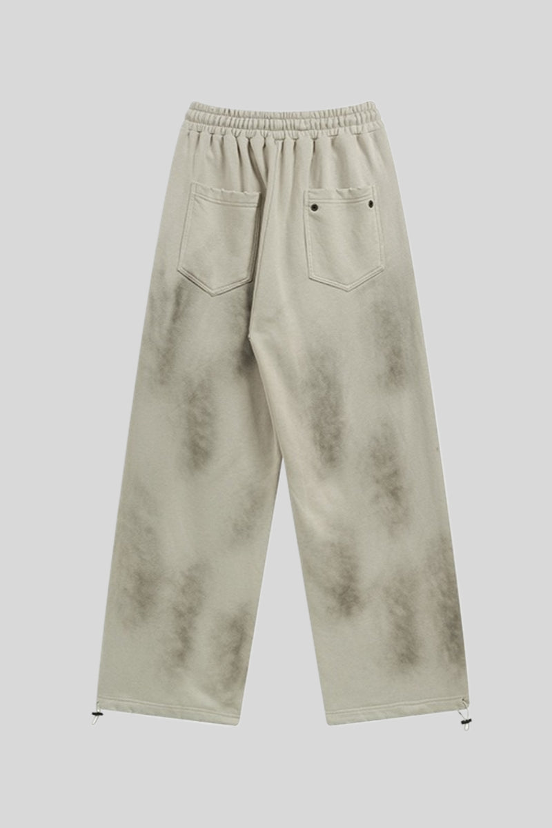 Washed Typography Wide Leg Fleece Sweatpants