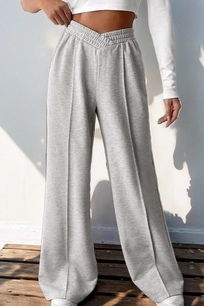Wide Leg V Waist Paneled Knit Pants Main image