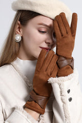 Fleece Lined Suede Winter Touchscreen Gloves
