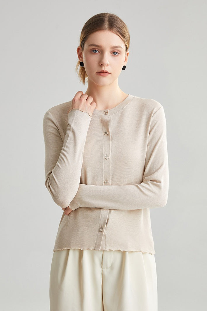 Structured Tencel Cardigan Beige / S