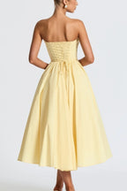 Romantic Bow Boned Strapless Slim Solid Prom Dress