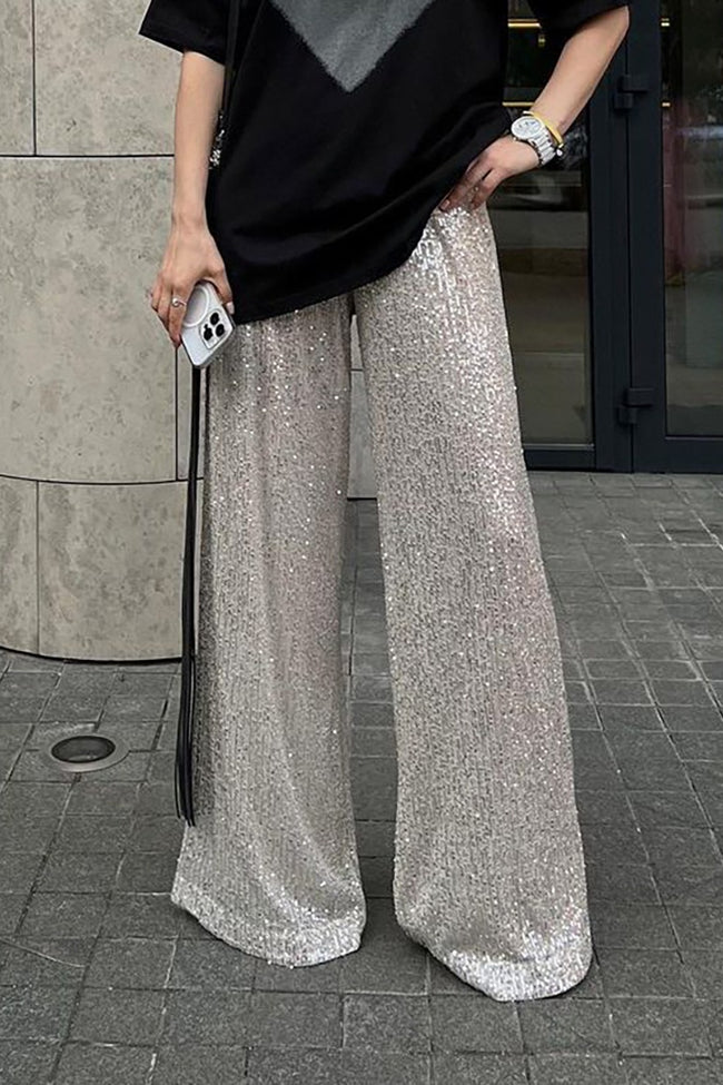 Sequin Wide Leg Loose Casual Pants Main image