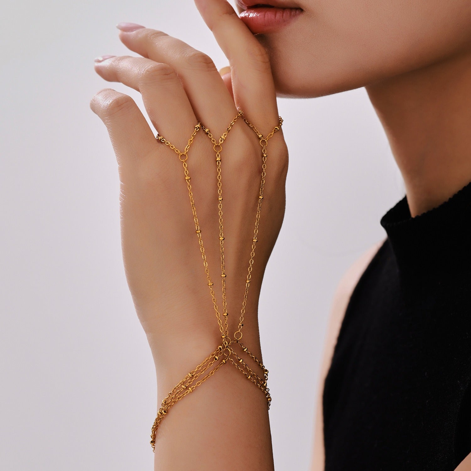 18K Gold Plated Stainless Steel Knuckle Finger Bracelet Secondary image