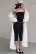 Long Faux Shearling Solid Color Overcoat