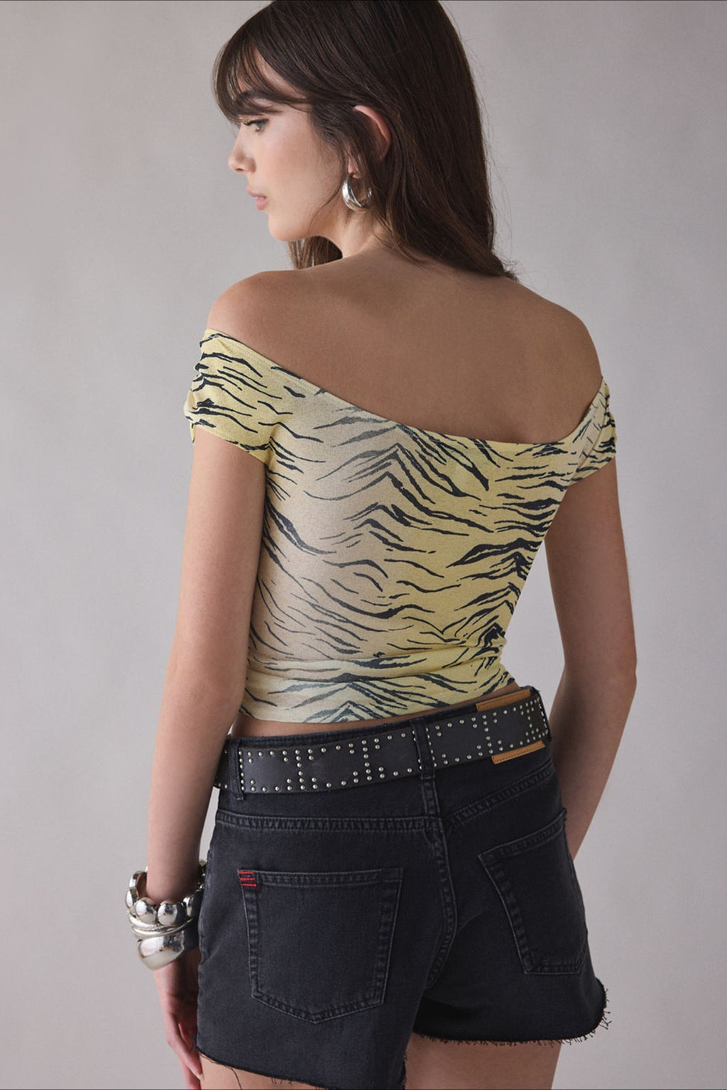 Zebra Print One Shoulder Ruched Crop Top