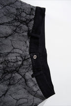 Crackle Print Tape Panel Wide Leg Jeans