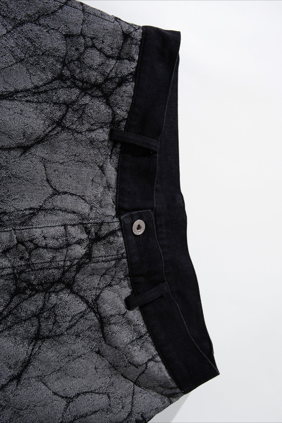 Crackle Print Tape Panel Wide Leg Jeans