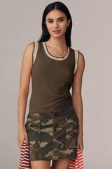 Sweet Contrast Ribbed Patchwork Tank Top