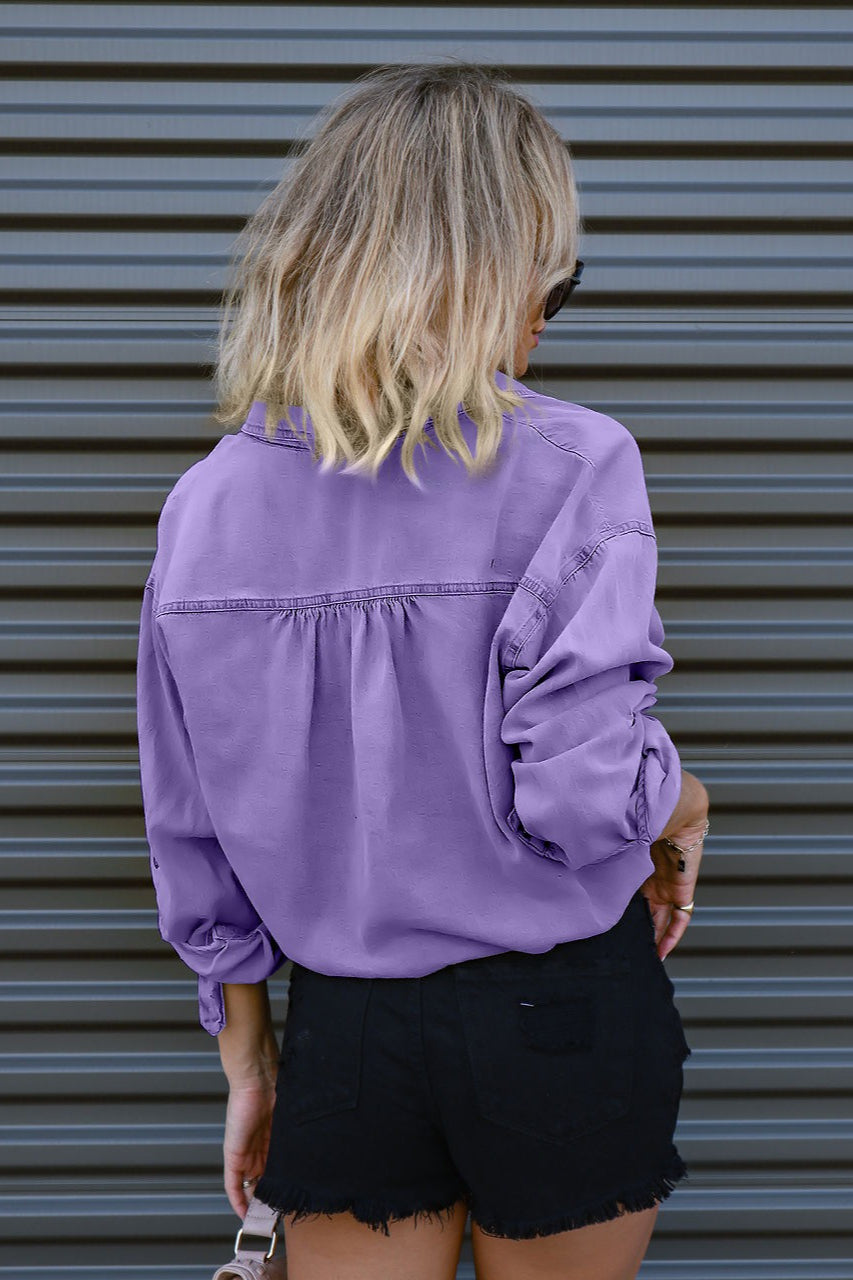 Denim Two Pocket Relaxed Blouse