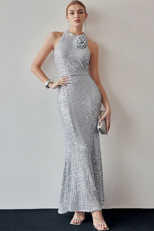 Halter Sequin Mermaid Maxi Dress Main image