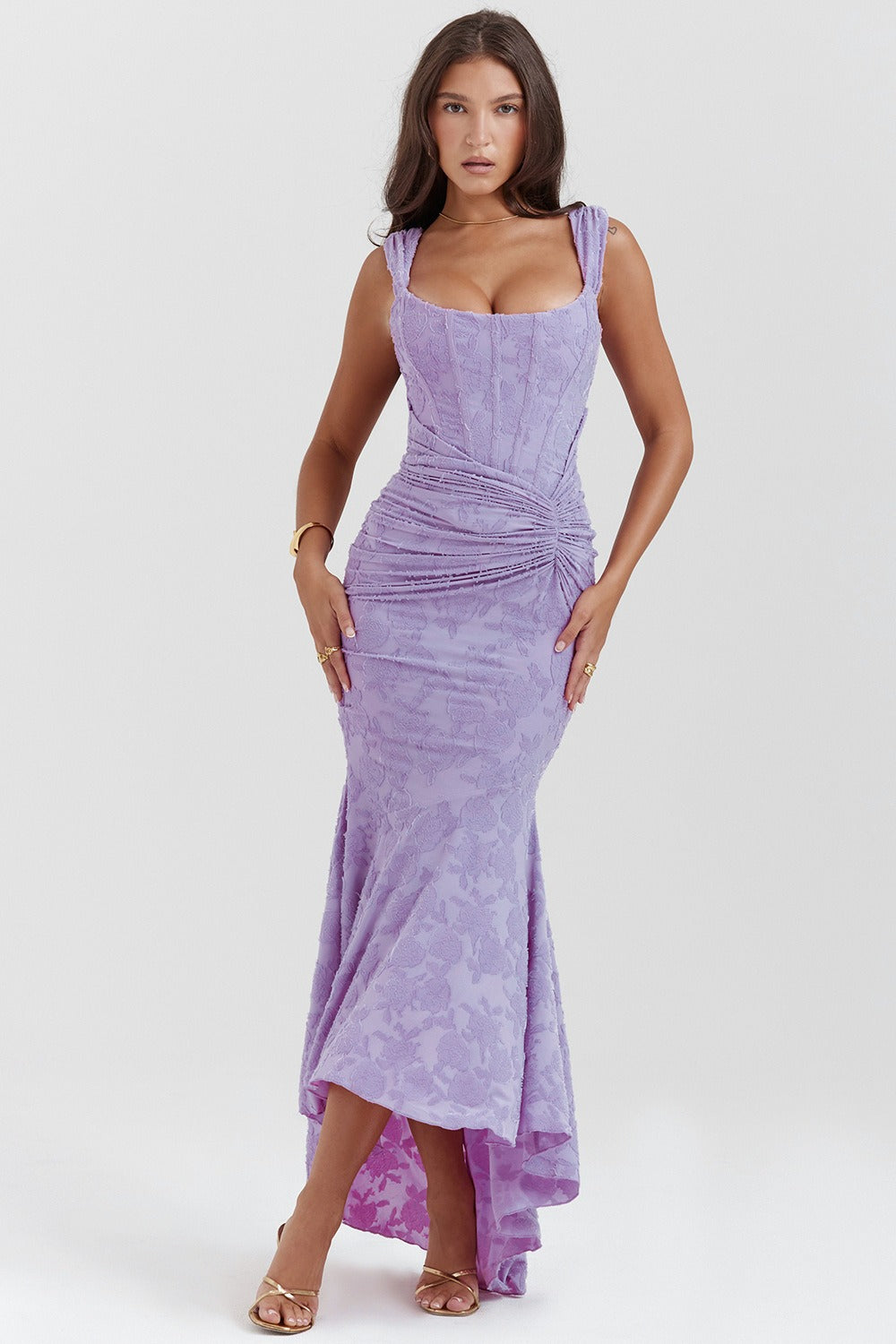 Stretch Mesh Jacquard Mermaid Formal Dress