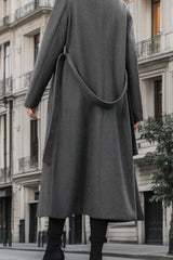 Wool Lapel Long Belted Double Overcoat