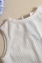Double Bow Open Back Pleated Tank Top