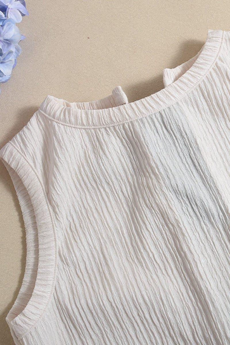 Double Bow Open Back Pleated Tank Top