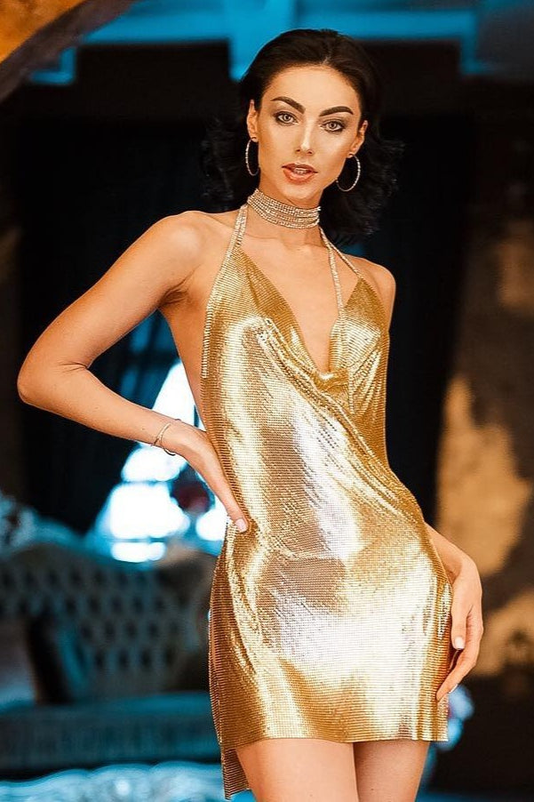 Rhinestone Halter Slip Mini Dress Main image