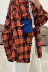 Relaxed Fit Mid Length Plaid Blouse