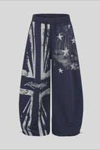 Star Graphic Drawstring Wide Leg Sweatpants