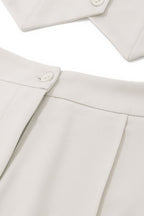 Vintage Collar Asymmetric Button Front Two Piece Vest Skirt Set