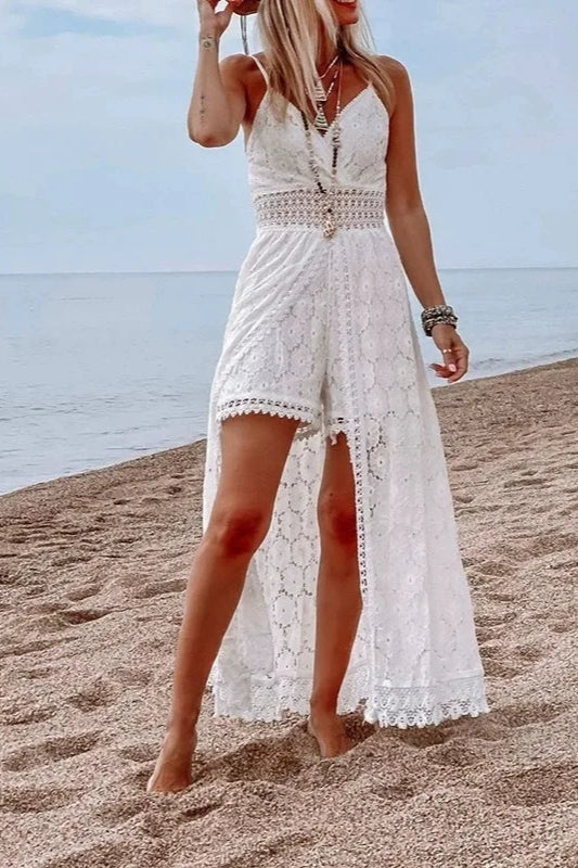 Lace V Neck Hollow Boho Dress Secondary image