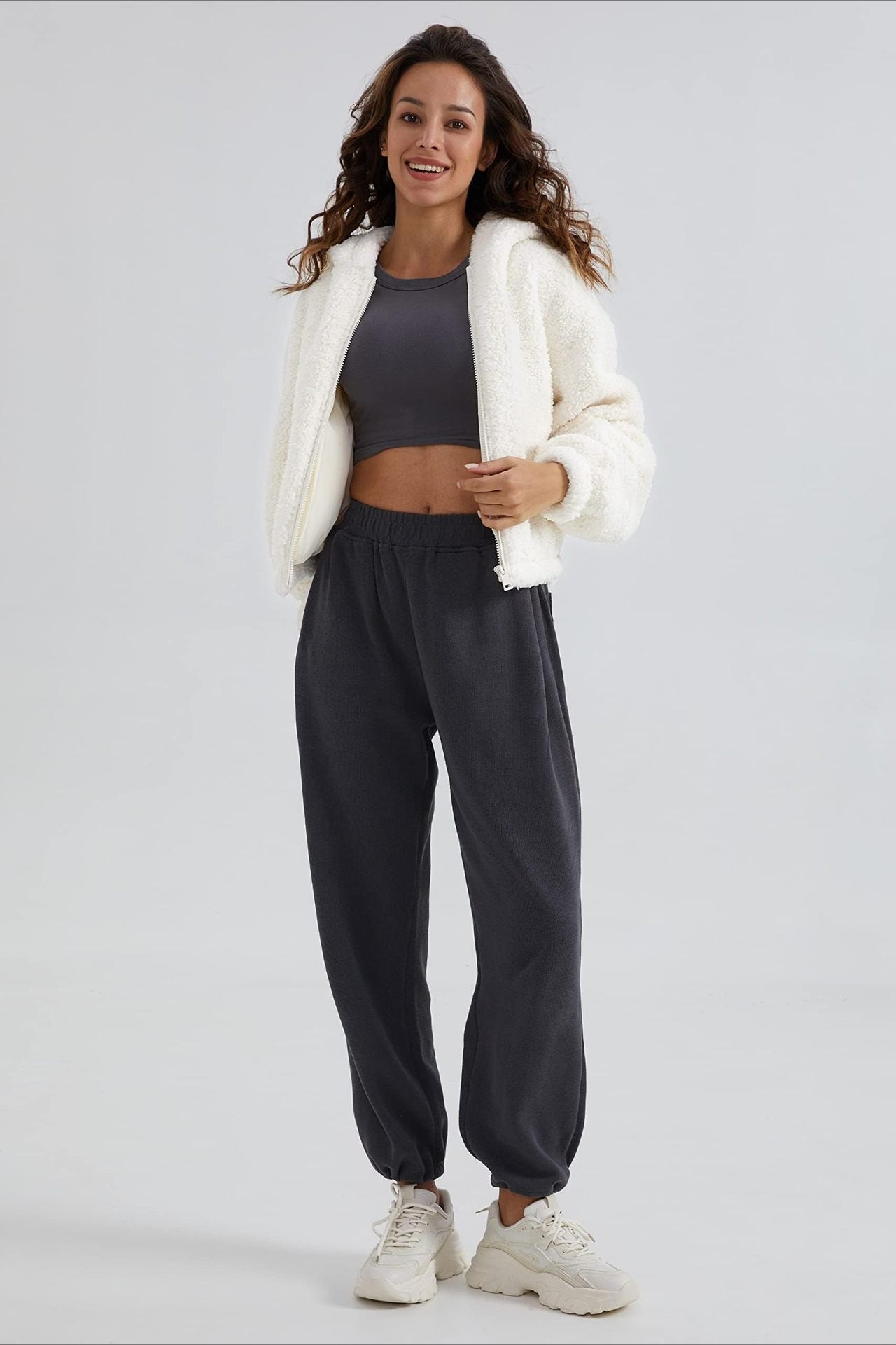Fuzzy Hooded Zip Short Jacket Secondary image