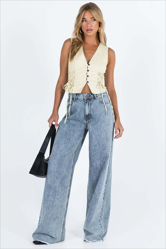 Relaxed Fit Raw Edge Dragging Jeans Blue / S Main image