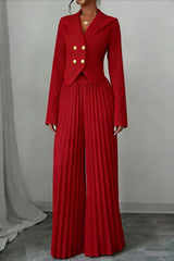 Tailored Pleated Two Piece Blazer Pants Set