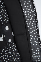 Black Polka Dot Contrast Patchwork Fitted Maxi Dress