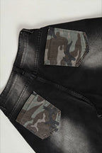 Camo Pocket Curved Wide Leg Jeans