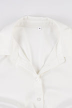 Gathered Waist Bell Sleeve Button Blouse