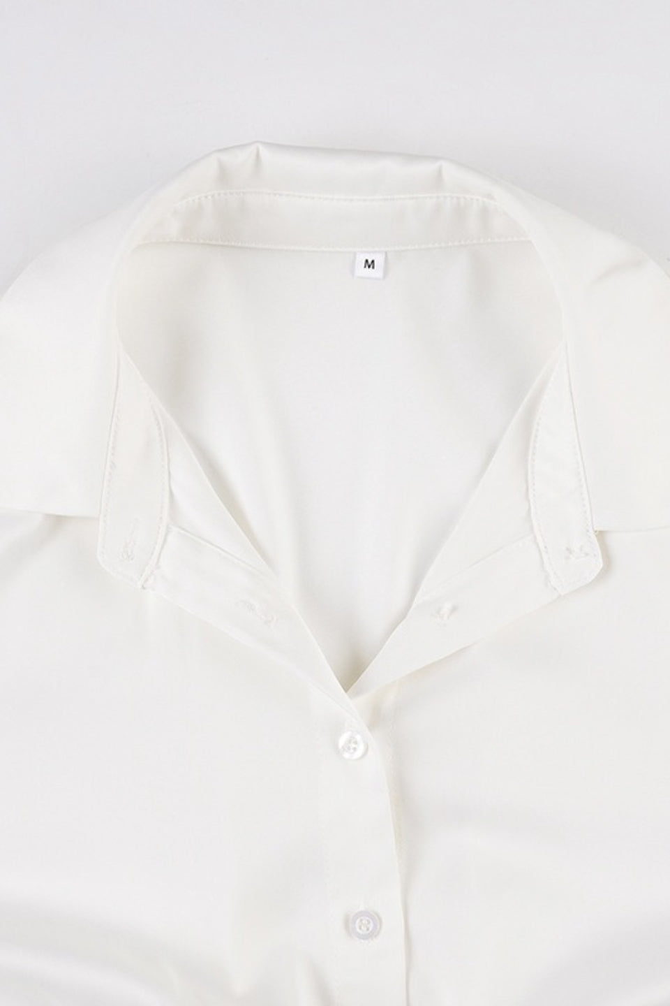 Gathered Waist Bell Sleeve Button Blouse