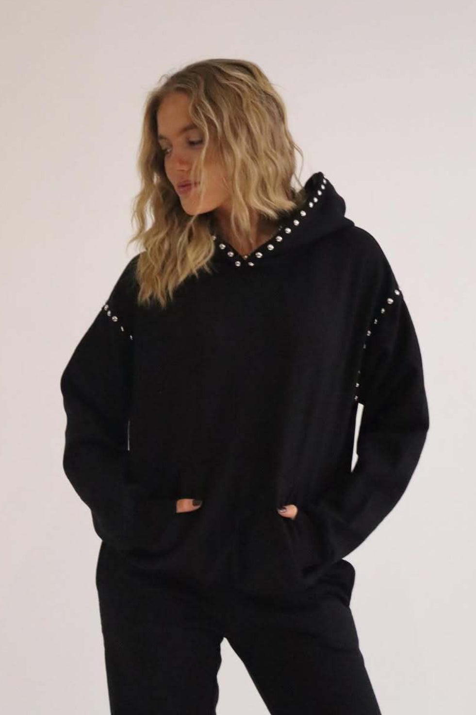 Studded Oversized Pullover Hoodie Main image