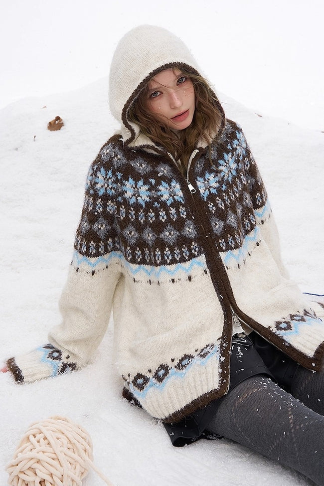 Color Block Chunky Hooded Sweater Main image