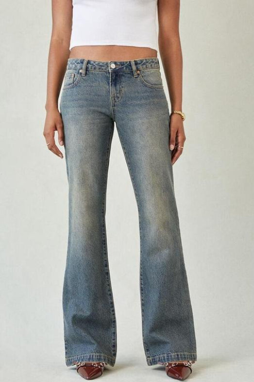 Low Rise Washed Relaxed Straight Flare Jeans Secondary image