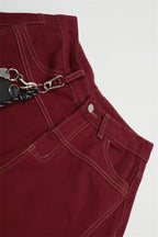 Contrast Stitch Wide Leg Cargo Pants