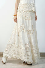 Lace Crochet Hollow Out Wide Hem Boho Skirt